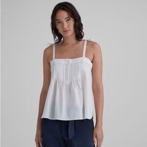 Club Monaco Pintuck Textured Tank White Size XS Tie Straps Summer